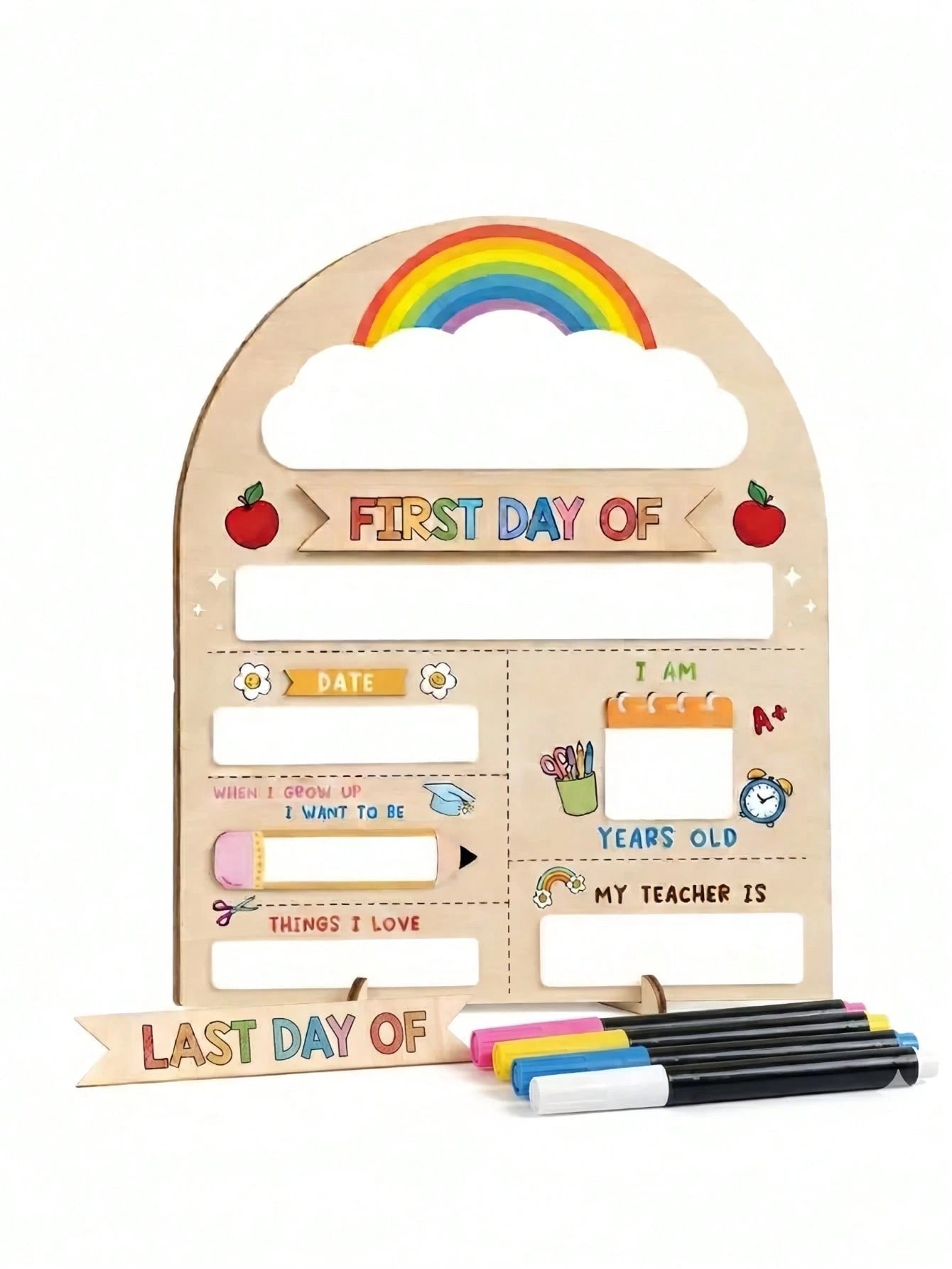 My First Day Of School Sign, Reusable Back To School Wooden Chalkboard, Suitable For Preschool And Kindergarten, Easy To Write And Erase, Back To School Season