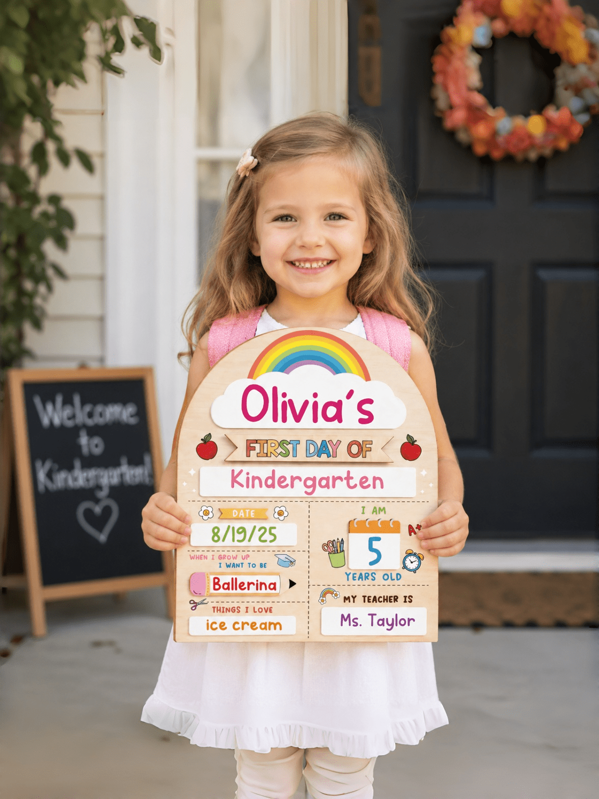 My First Day Of School Sign, Reusable Back To School Wooden Chalkboard, Suitable For Preschool And Kindergarten, Easy To Write And Erase, Back To School Season