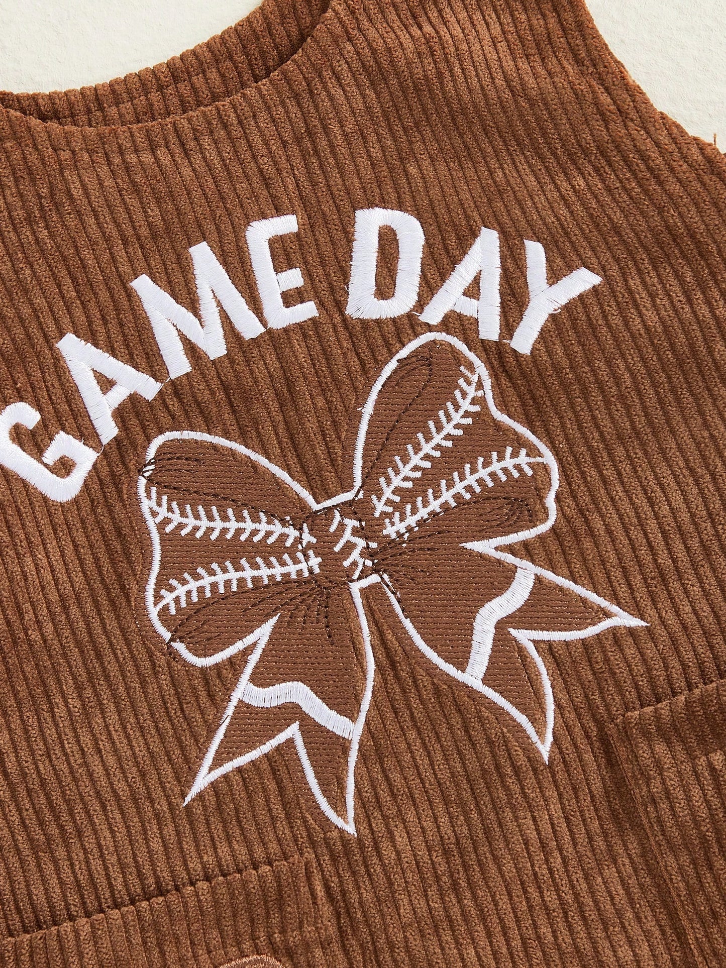 My First Game Day Baby Girl Outfit Football Ruffle Long Sleeve Romper Overall Dress Headband Cute Fall Clothes