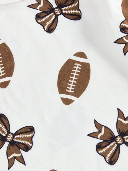 My First Game Day Baby Girl Outfit Football Ruffle Long Sleeve Romper Overall Dress Headband Cute Fall Clothes