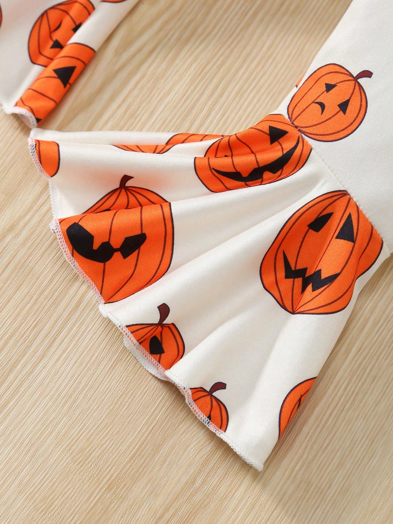 My First Halloween Baby 3Pcs Outfit Ruffle Long Sleeve Ribbed Bodysuit Pumpkin Print Flare Pants Bow Headband Newborn Fall