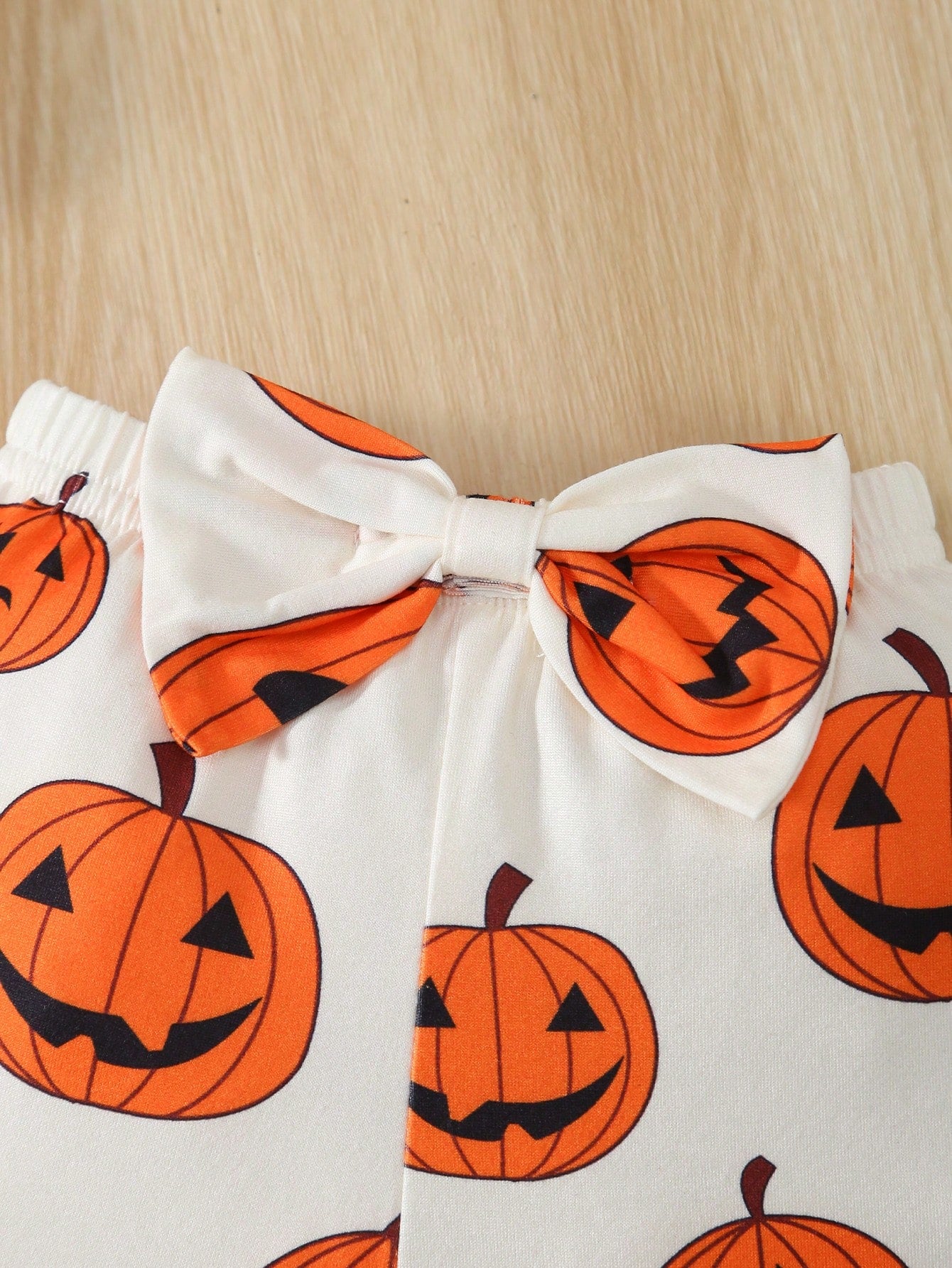 My First Halloween Baby 3Pcs Outfit Ruffle Long Sleeve Ribbed Bodysuit Pumpkin Print Flare Pants Bow Headband Newborn Fall