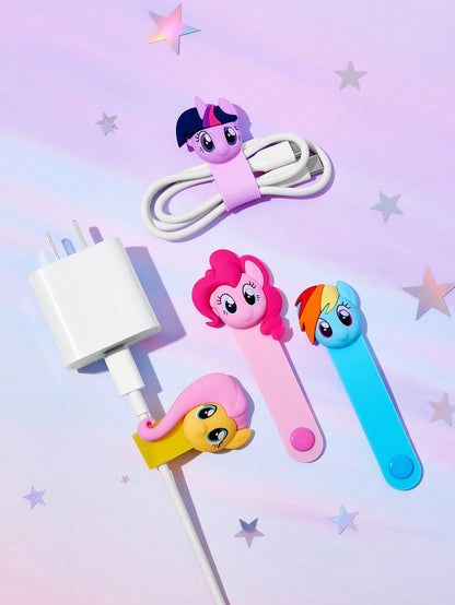 My Little Pony X 1pc/ 4 Pcs Cartoon Data Cable Storage Clip Travel Earphone Charging Cable Organizing Clip Home Multi-Functional Cute Winding Cable Organizer, Suitable For Various Cable Storage