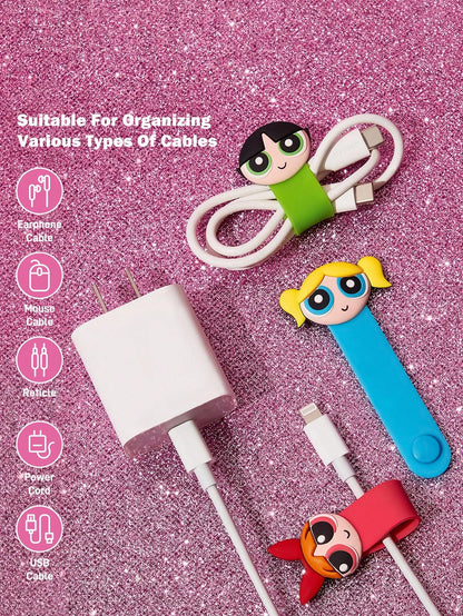 My Little Pony X 1pc/ 4 Pcs Cartoon Data Cable Storage Clip Travel Earphone Charging Cable Organizing Clip Home Multi-Functional Cute Winding Cable Organizer, Suitable For Various Cable Storage