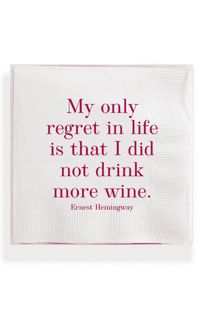 My Only Regret In Life Amusing Cocktail Napkins - Ben's Garden