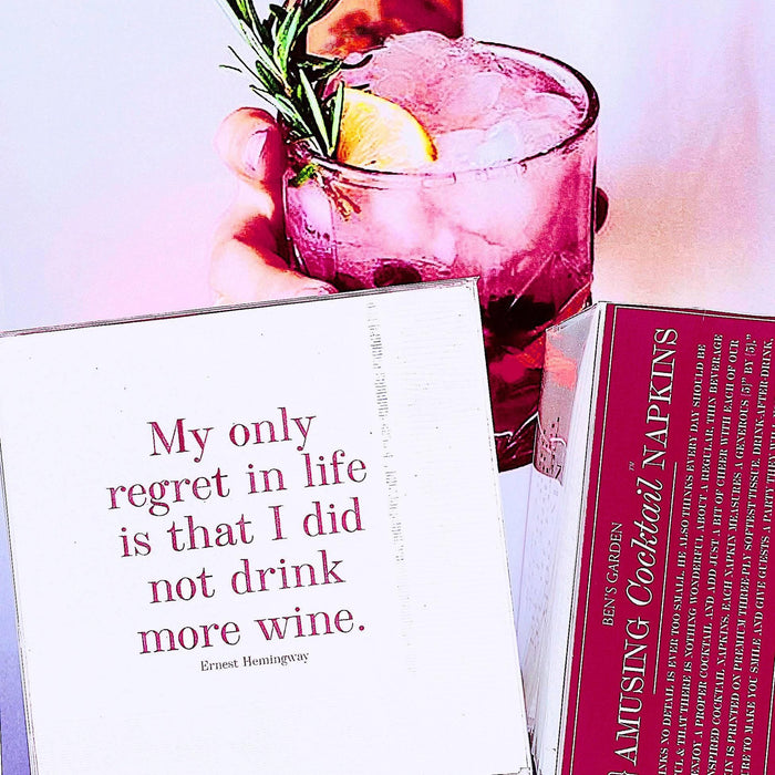 My Only Regret In Life Amusing Cocktail Napkins - Ben's Garden