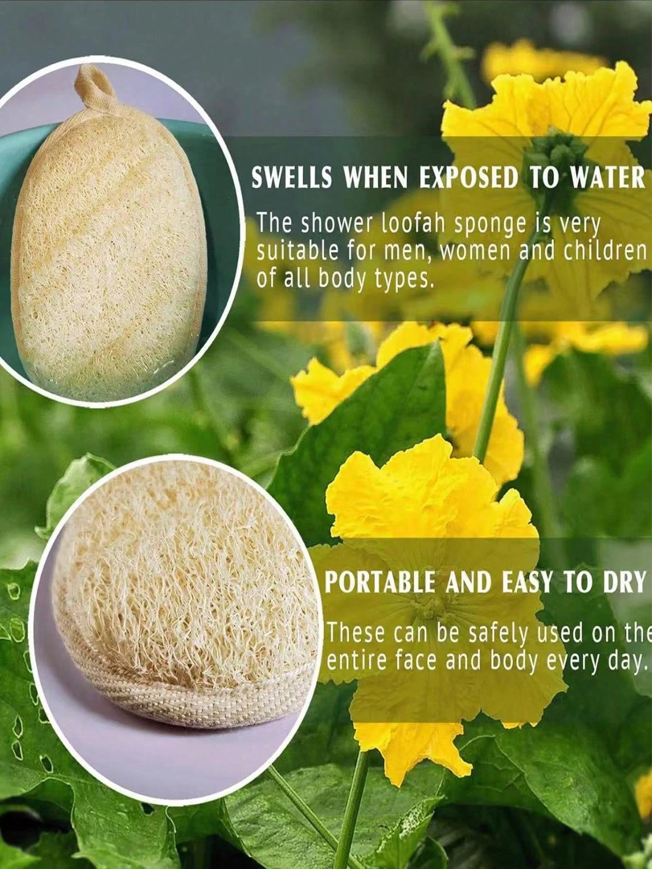 Natural Loofah Exfoliating Sponge- Body And Kitchen Cleaning Sponge For Sensitive Skin, Bath Sponge, Unisex Reusable Loofah, Natural Plant Fiber, No Chemicals (Soak In Water For 2 Minutes After Recei