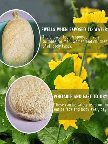 Natural Loofah Exfoliating Sponge- Body And Kitchen Cleaning Sponge For Sensitive Skin, Bath Sponge, Unisex Reusable Loofah, Natural Plant Fiber, No Chemicals (Soak In Water For 2 Minutes After Recei