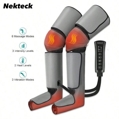 Nekteck Leg Massager For Circulation And Pain Relief, Air Compression Foot Calf Thigh Massager With 2 Heat And 3 Vibration Functions, 6 Modes 3 Intensities, Help For Muscles Relaxation