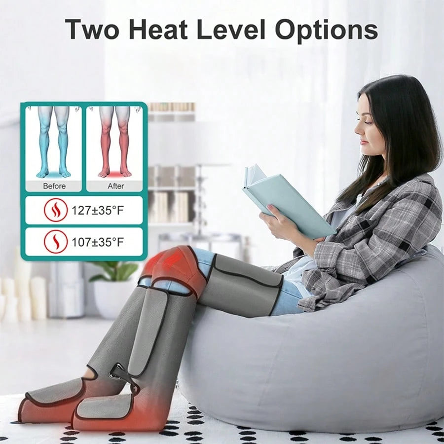 Nekteck Leg Massager For Circulation And Pain Relief, Air Compression Foot Calf Thigh Massager With 2 Heat And 3 Vibration Functions, 6 Modes 3 Intensities, Help For Muscles Relaxation