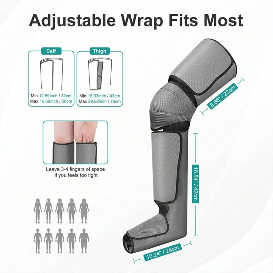 Nekteck Leg Massager For Circulation And Pain Relief, Air Compression Foot Calf Thigh Massager With 2 Heat And 3 Vibration Functions, 6 Modes 3 Intensities, Help For Muscles Relaxation
