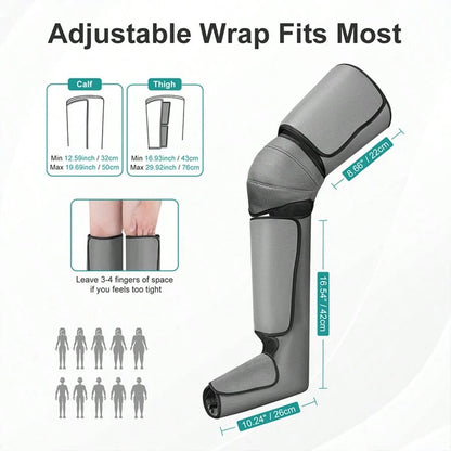 Nekteck Leg Massager For Circulation And Pain Relief, Air Compression Foot Calf Thigh Massager With 2 Heat And 3 Vibration Functions, 6 Modes 3 Intensities, Help For Muscles Relaxation
