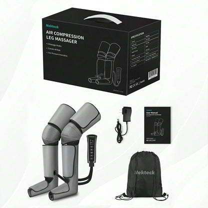 Nekteck Leg Massager For Circulation And Pain Relief, Air Compression Foot Calf Thigh Massager With 2 Heat And 3 Vibration Functions, 6 Modes 3 Intensities, Help For Muscles Relaxation