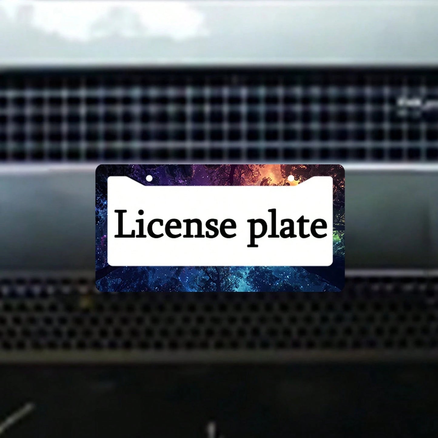 Neon Galaxy Night Sky Car License Plate Frame, 1-Piece Front And Rear License Plate, Metal License Plate Frame Cover