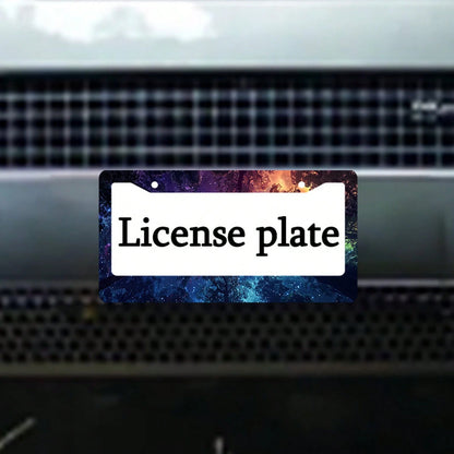 Neon Galaxy Night Sky Car License Plate Frame, 1-Piece Front And Rear License Plate, Metal License Plate Frame Cover