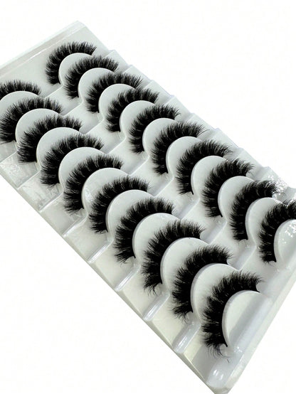 New 10 Pairs 6D Fluffy False Eyelashes, Soft And Fluffy, Handmade, Reusable, Short Natural Style, Dense 3D Faux Mink Eyelashes, 3D Cilioss False Eyelashes