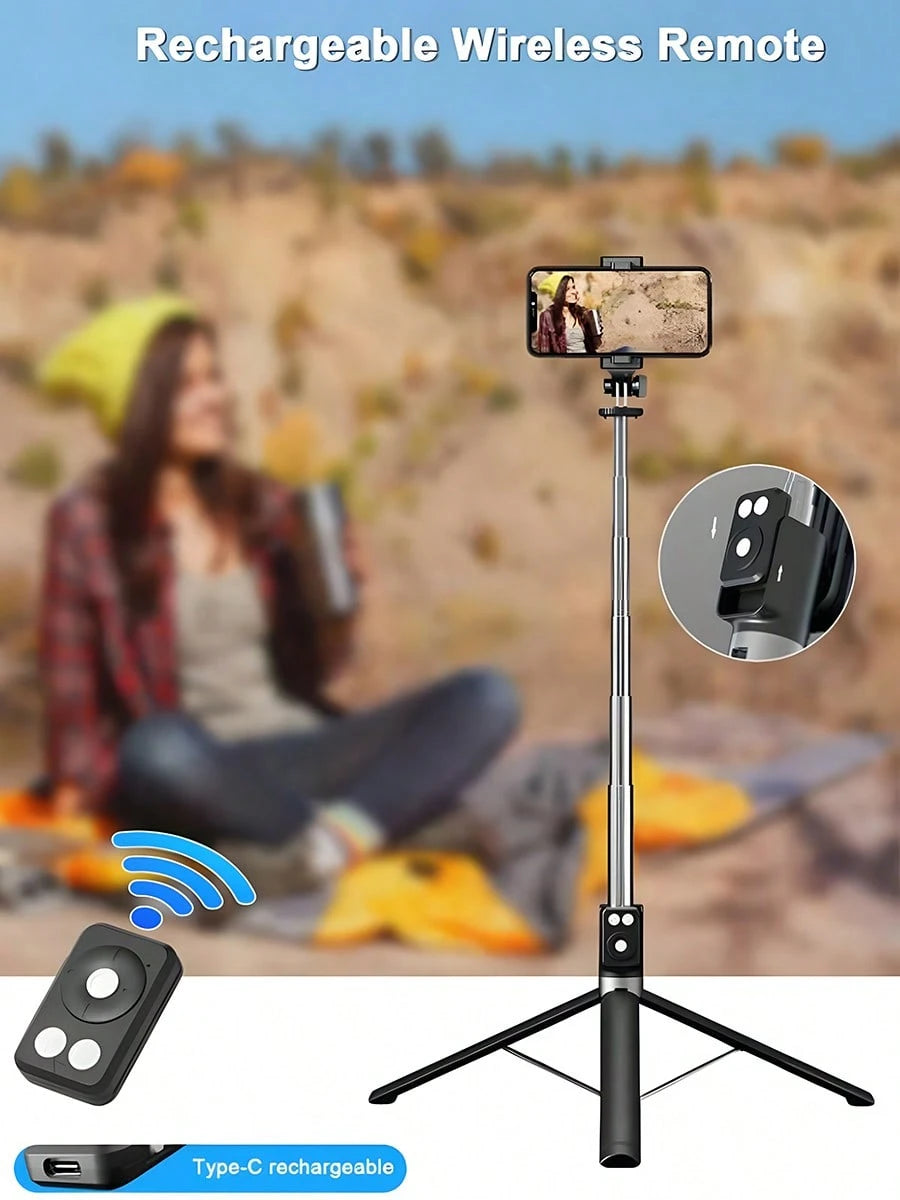New 6 In 1 Selfie Stick With Fill Light, For TK YT 67" Phone Tripod & Wireless Remote Page Turner,Bluetooth Camera Video Recording Remote,Music Control, Compatible,IOS,Android Compatible With Iphone