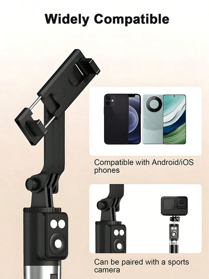 New 6 In 1 Selfie Stick With Fill Light, For TK YT 67" Phone Tripod & Wireless Remote Page Turner,Bluetooth Camera Video Recording Remote,Music Control, Compatible,IOS,Android Compatible With Iphone