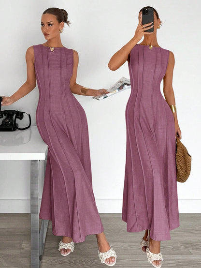 New Arrival Summer Sleeveless A-Line Dress With Pleats,Summer Dresses For Women