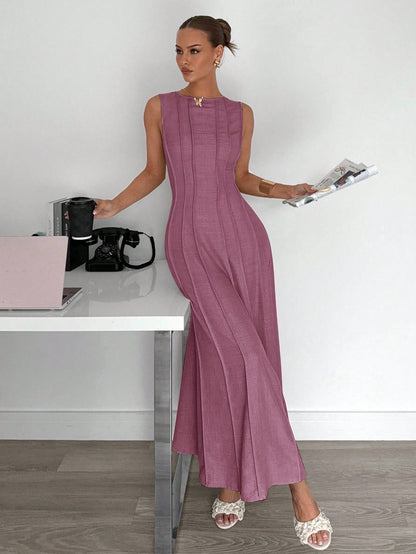 New Arrival Summer Sleeveless A-Line Dress With Pleats,Summer Dresses For Women