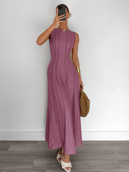New Arrival Summer Sleeveless A-Line Dress With Pleats,Summer Dresses For Women
