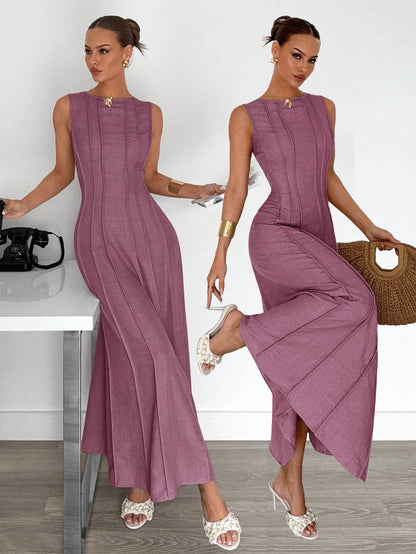New Arrival Summer Sleeveless A-Line Dress With Pleats,Summer Dresses For Women