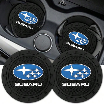NEW- Black Silicone Car Coasters For Subaru Series Non-Slip Car Cup Holder Coasters,Car Interior Accessory For Car Cup Holder 2Pcs 2.75 Inch