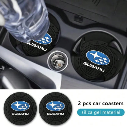 NEW- Black Silicone Car Coasters For Subaru Series Non-Slip Car Cup Holder Coasters,Car Interior Accessory For Car Cup Holder 2Pcs 2.75 Inch