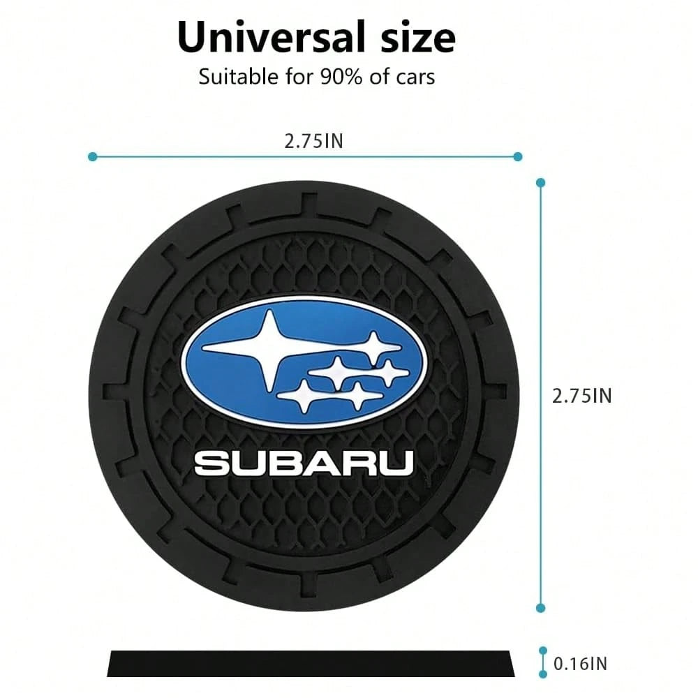 NEW- Black Silicone Car Coasters For Subaru Series Non-Slip Car Cup Holder Coasters,Car Interior Accessory For Car Cup Holder 2Pcs 2.75 Inch