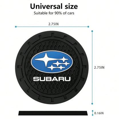 NEW- Black Silicone Car Coasters For Subaru Series Non-Slip Car Cup Holder Coasters,Car Interior Accessory For Car Cup Holder 2Pcs 2.75 Inch