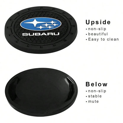 NEW- Black Silicone Car Coasters For Subaru Series Non-Slip Car Cup Holder Coasters,Car Interior Accessory For Car Cup Holder 2Pcs 2.75 Inch