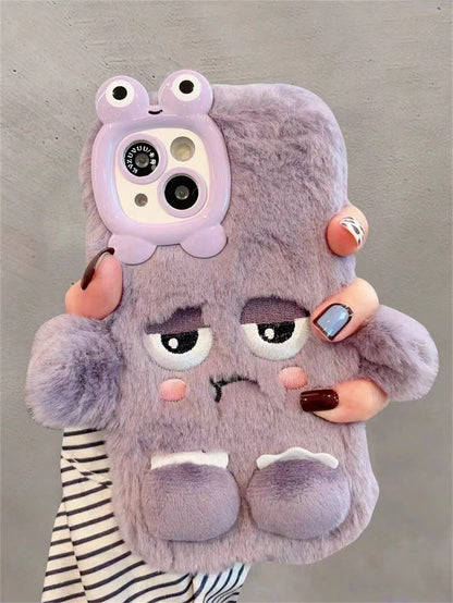New Cute Purple Funny Plush Monster Phone Case Compatible With 14 Pro Max/14 Pro/14, 15 Pro Max/15 Pro/15, 16 Pro Max/16 Pro/16, 13 Pro Max/13 Pro, 11, 12, Minimalist Cartoon Design For Women