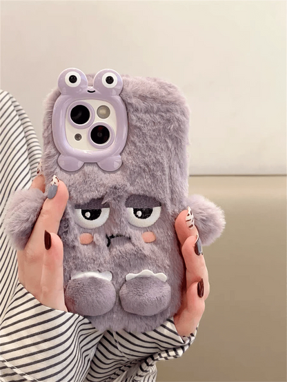New Cute Purple Funny Plush Monster Phone Case Compatible With 14 Pro Max/14 Pro/14, 15 Pro Max/15 Pro/15, 16 Pro Max/16 Pro/16, 13 Pro Max/13 Pro, 11, 12, Minimalist Cartoon Design For Women