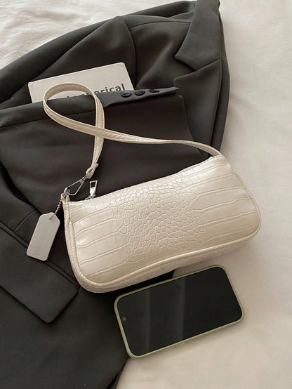 New Fashion Versatile Texture Chain Strap Shoulder Bag, Women Underarm Handbag, White Bag