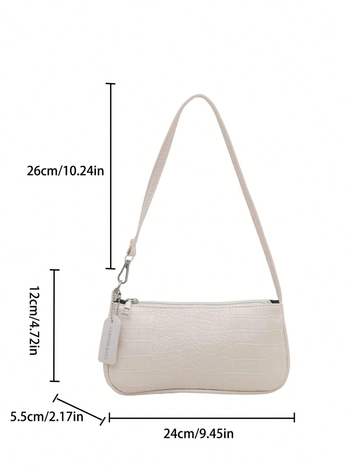New Fashion Versatile Texture Chain Strap Shoulder Bag, Women Underarm Handbag, White Bag