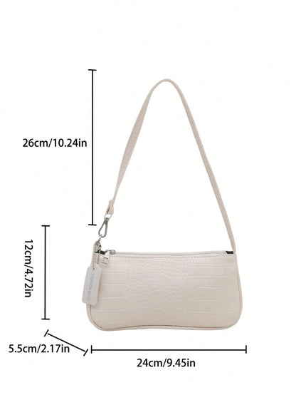 New Fashion Versatile Texture Chain Strap Shoulder Bag, Women Underarm Handbag, White Bag