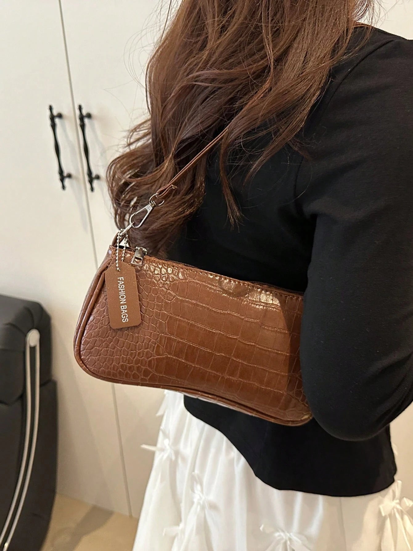 New Fashion Versatile Texture Chain Strap Shoulder Bag, Women Underarm Handbag, White Bag