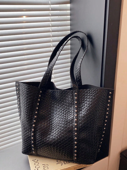 New Fashion Women's Tote Bag, Large Capacity PU Woven Texture High-End Retro Style, Suitable For Dates, Shopping, Versatile And Exquisite