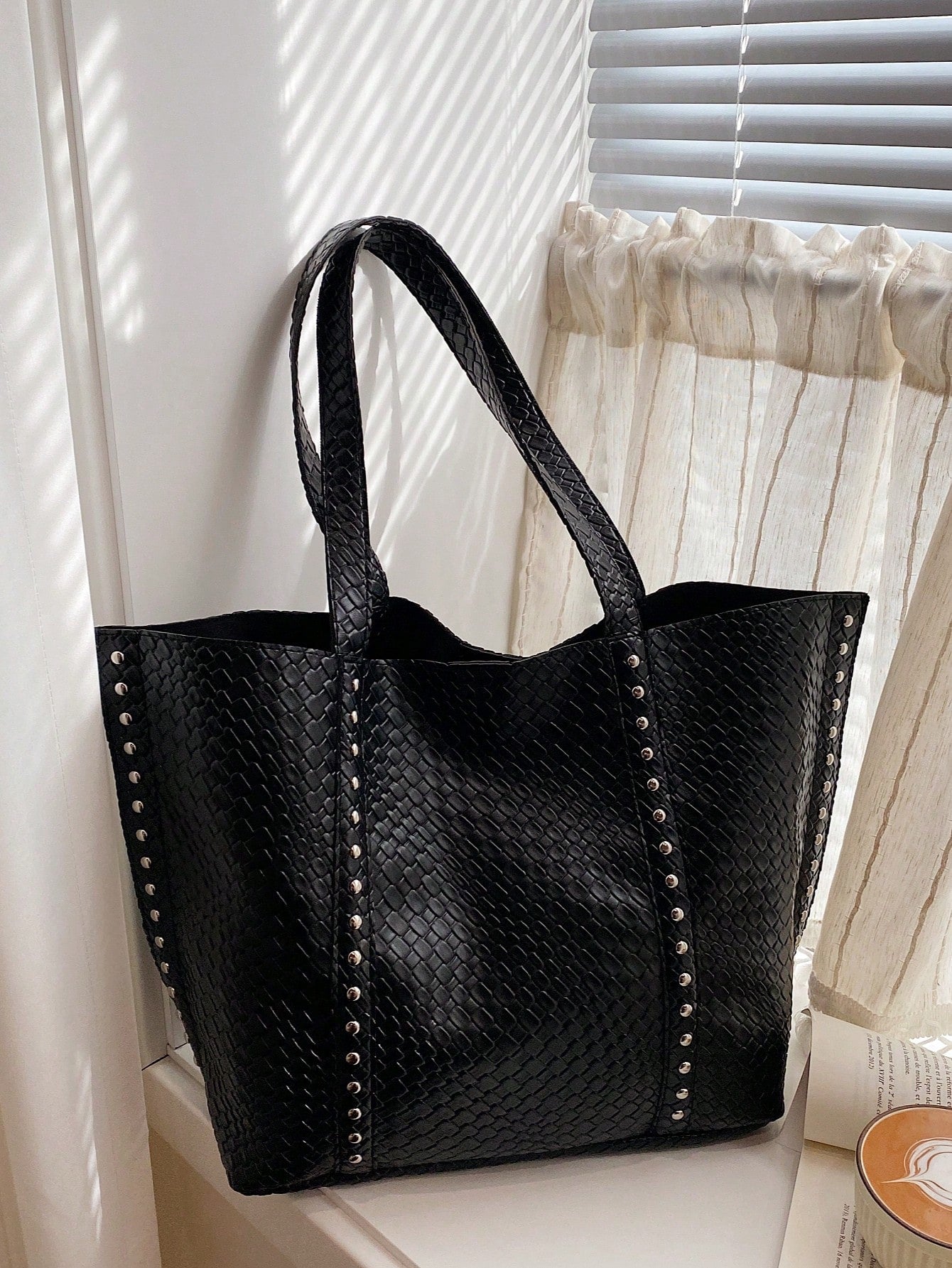 New Fashion Women's Tote Bag, Large Capacity PU Woven Texture High-End Retro Style, Suitable For Dates, Shopping, Versatile And Exquisite