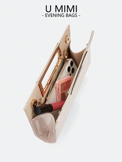 New Glossy Banquet Bag, Evening Bag, Clutch Bag With Chain, Formal Dress Bag, Suitable For Weddings, Conferences, Banquets, Parties, Balls. Best Gift For Women