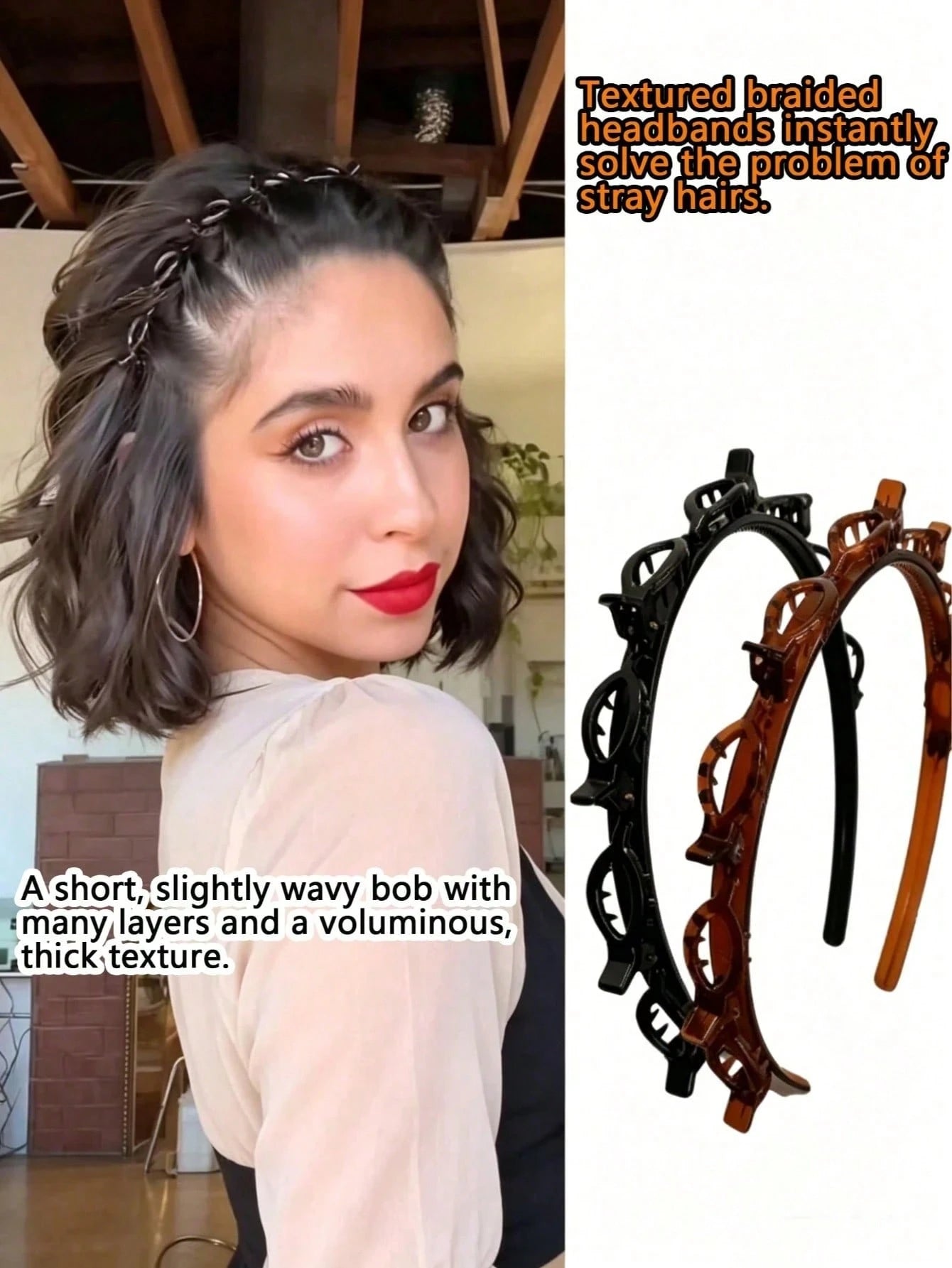 New Korean Style Hollow Woven Headband, Elastic Hair Tie, Bangs Clip, Women's Hair Accessories, Hairstyle Styling Tool, Beauty Product, Women's Curly Hair Accessory, Heatless Curl, Hair Accessory, Hai