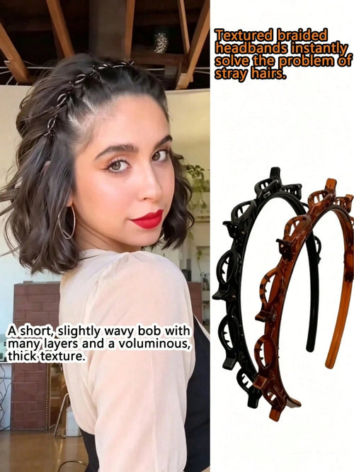New Korean Style Hollow Woven Headband, Elastic Hair Tie, Bangs Clip, Women's Hair Accessories, Hairstyle Styling Tool, Beauty Product, Women's Curly Hair Accessory, Heatless Curl, Hair Accessory, Hai