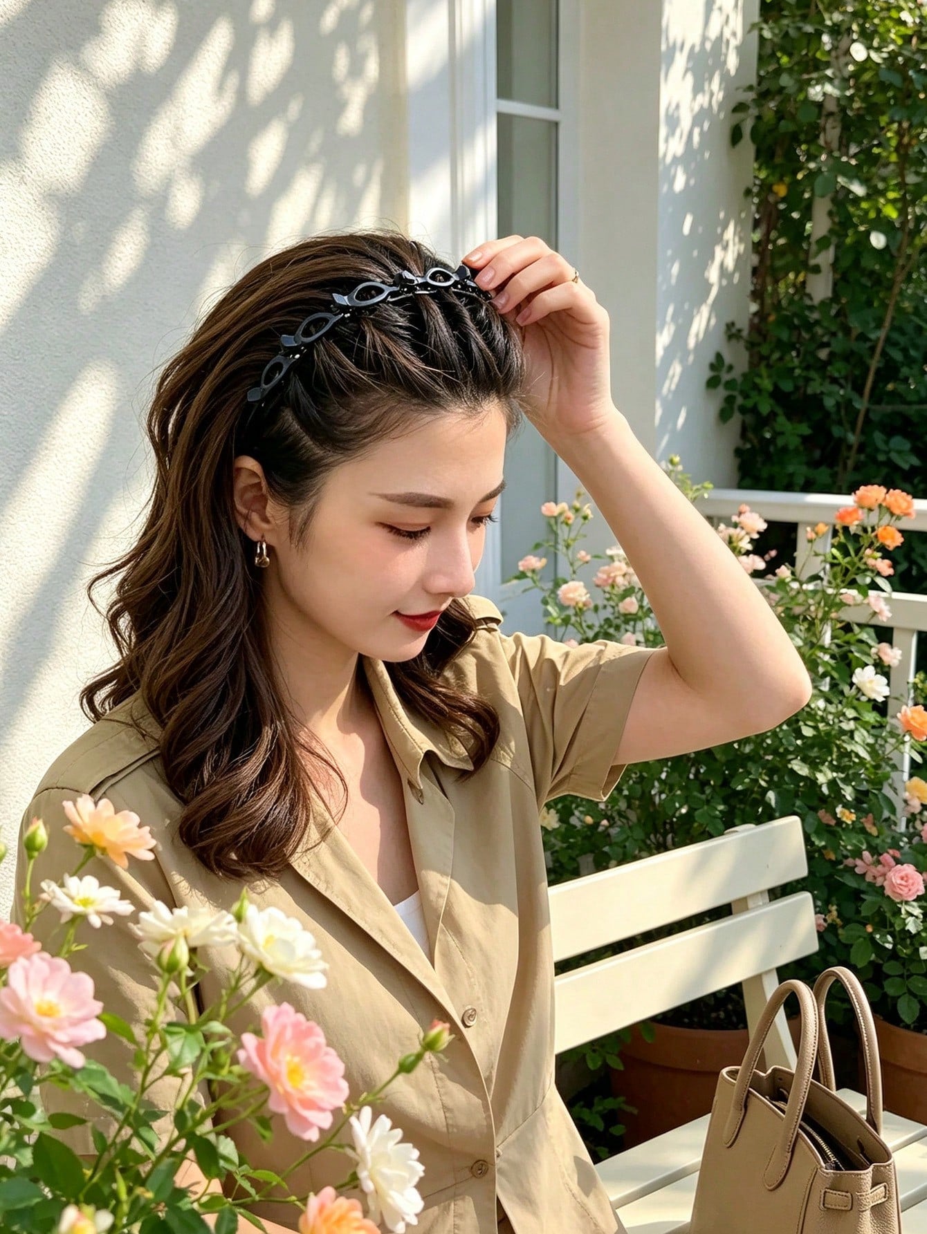 New Korean Style Hollow Woven Headband, Elastic Hair Tie, Bangs Clip, Women's Hair Accessories, Hairstyle Styling Tool, Beauty Product, Women's Curly Hair Accessory, Heatless Curl, Hair Accessory, Hai