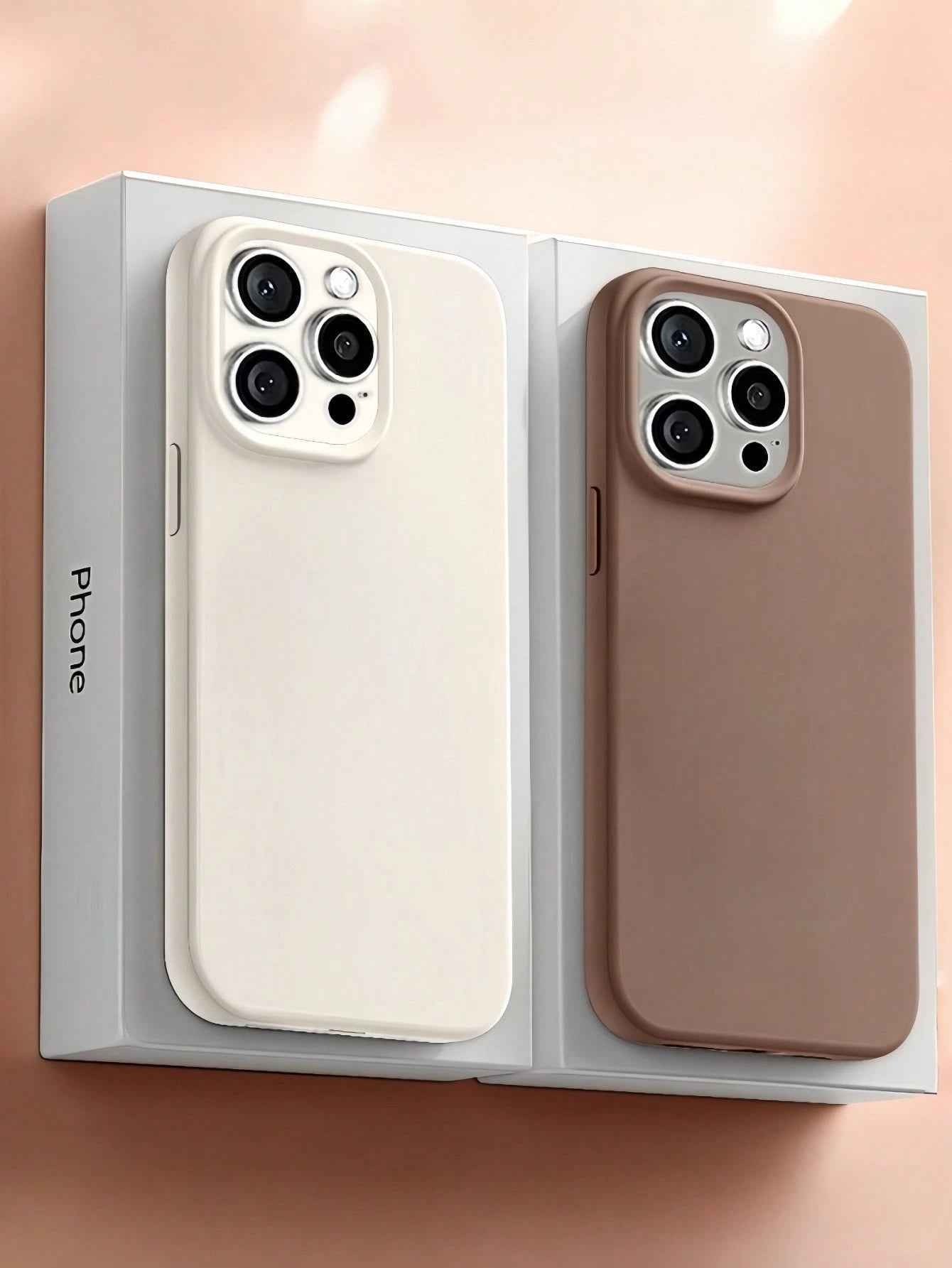 New Luxury Shockproof Soft Beige Friendly Phone Case, Compatible With 17 16 15 Pro 14 Plus 13 12 11 17 Pro Max Air XR XS Maz X/XS 7/8 Plus 7/8, Anti-Drop Silky Protective Cover, Durable Design, Skin-F