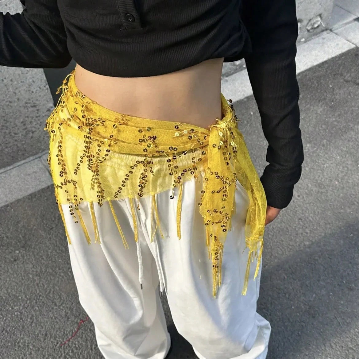 New Style Belly Dance Sequins Tassel Hip Scarf Belly Dance Costumes Women Belly Dancing Practice Belt Triangle Hip Scarf Halloween