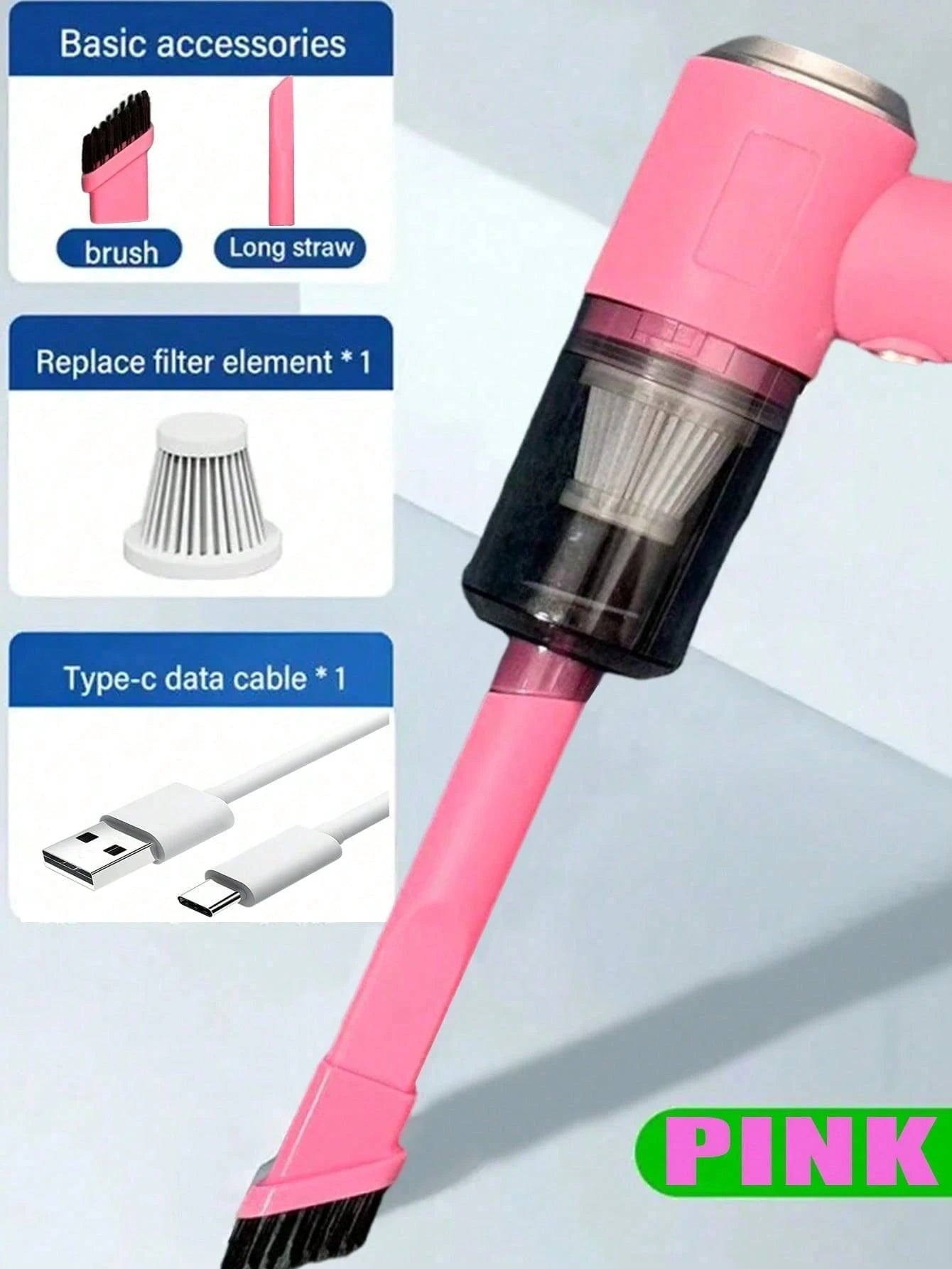 New Upgraded 3-In-1 Powerful Cordless Handheld Vacuum Cleaner, Home Vacuum Cleaner, Blower And Suction Integrated, USB Rechargeable, Mini Lightweight, Suitable For Cleaning Dust, Snack Crumbs, Hair, S