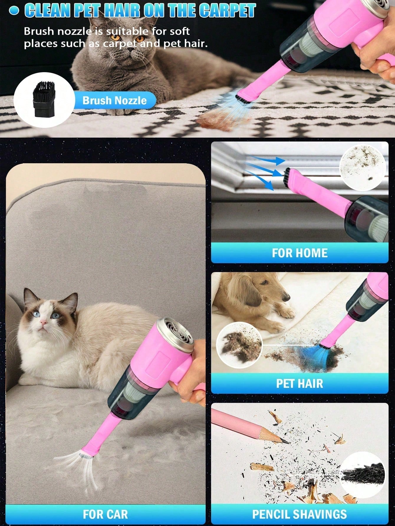 New Upgraded 3-In-1 Powerful Cordless Handheld Vacuum Cleaner, Home Vacuum Cleaner, Blower And Suction Integrated, USB Rechargeable, Mini Lightweight, Suitable For Cleaning Dust, Snack Crumbs, Hair, S
