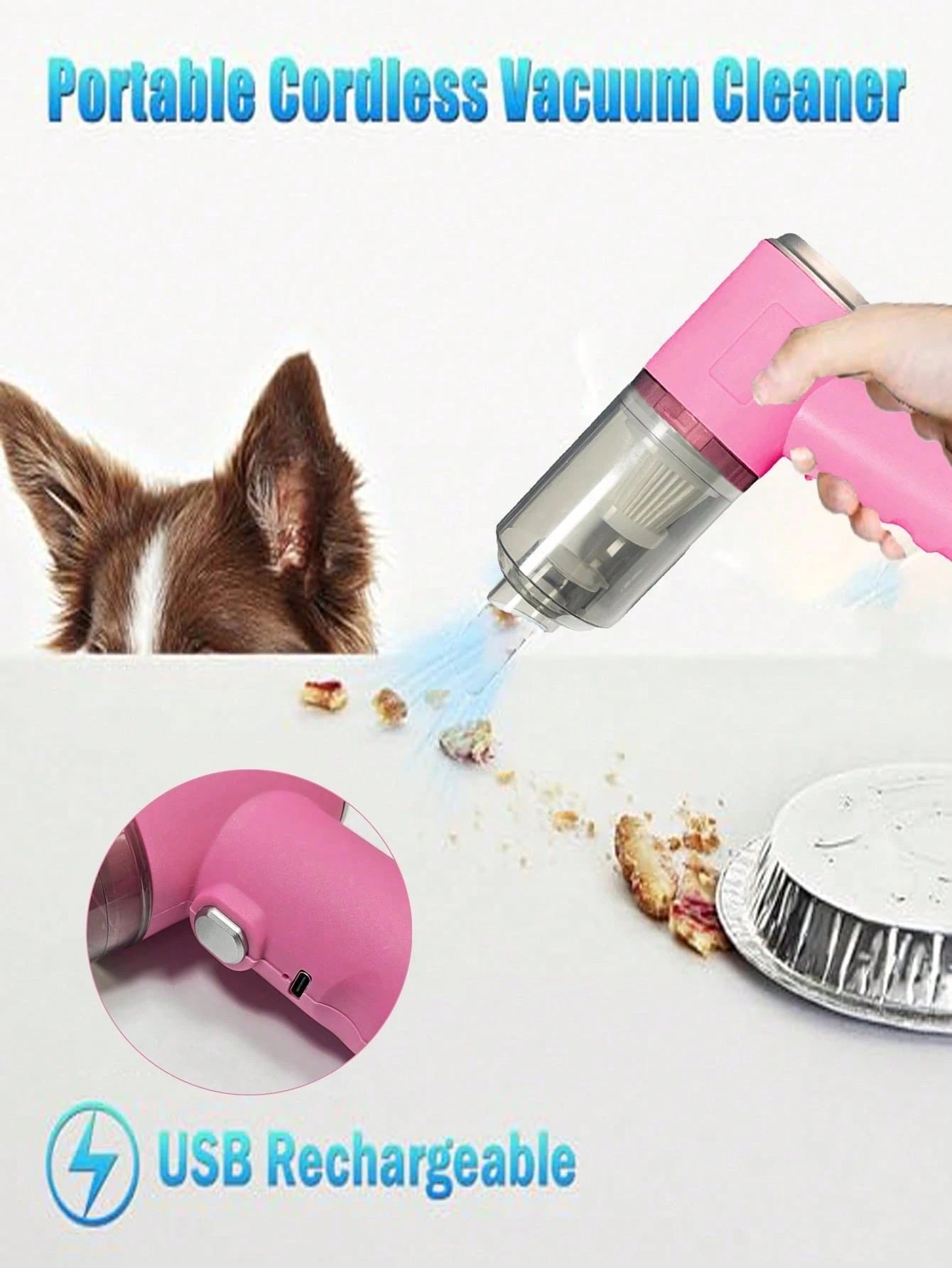 New Upgraded 3-In-1 Powerful Cordless Handheld Vacuum Cleaner, Home Vacuum Cleaner, Blower And Suction Integrated, USB Rechargeable, Mini Lightweight, Suitable For Cleaning Dust, Snack Crumbs, Hair, S