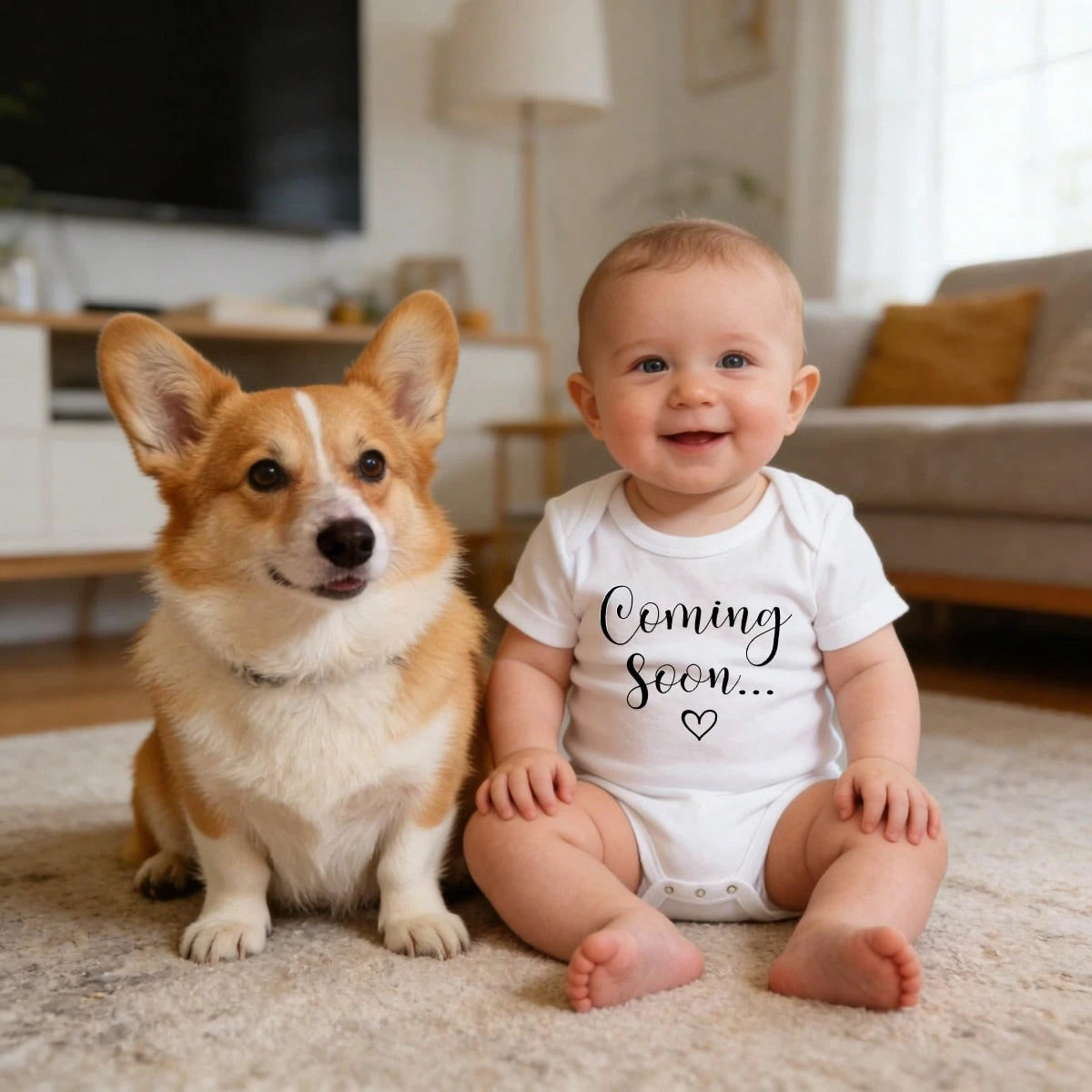Newborn Baby Bodysuit Romper Set Coming Soon Heart Print Fashionable Design Cozy & Sweet Vivid Prints Free Movement Perfect Gift For Baby Showers, Parents & Grandparents, Ideal For Coming Home, Celebr