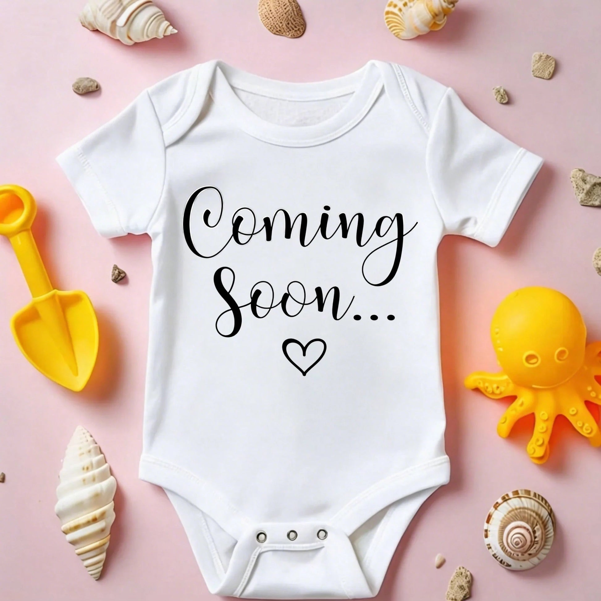 Newborn Baby Bodysuit Romper Set Coming Soon Heart Print Fashionable Design Cozy & Sweet Vivid Prints Free Movement Perfect Gift For Baby Showers, Parents & Grandparents, Ideal For Coming Home, Celebr